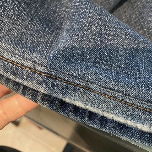 Lucky Brand Jeans 410 Athletic Fit Blue Jean 38 x 28 Altered Stretch Cropped - Picture 8 of 10